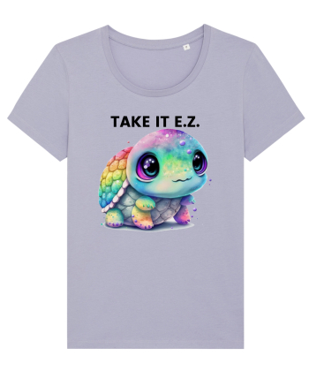 Broasca testoasa pictata in acuarela cu mesajul  Take it E.Z. Lavender