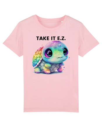 Broasca testoasa pictata in acuarela cu mesajul  Take it E.Z. Cotton Pink