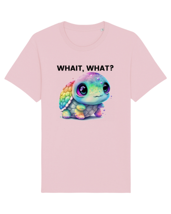 Broasca testoasa pictata in acuarela cu mesajul Wait, What? Cotton Pink