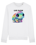 Broasca testoasa pictata in acuarela cu mesajul Live Slow Bluză mânecă lungă Unisex Rise