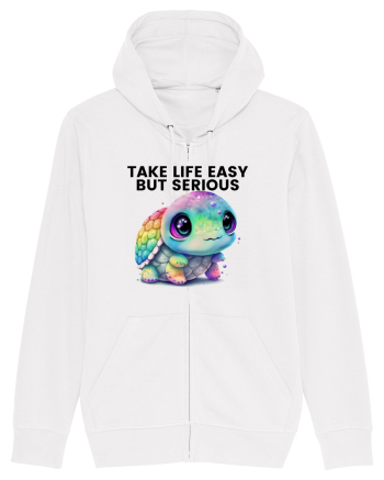 Broasca testoasa pictata in acuarela cu mesajul Take Life Easy but Serious White