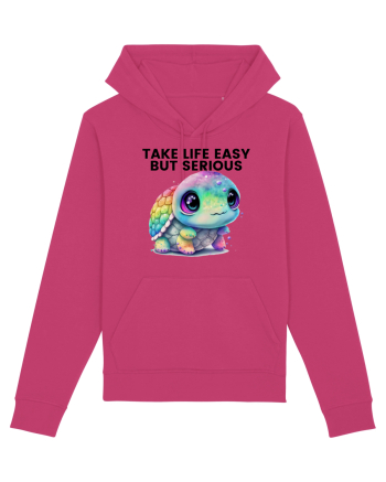 Broasca testoasa pictata in acuarela cu mesajul Take Life Easy but Serious Raspberry