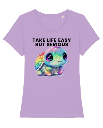 Broasca testoasa pictata in acuarela cu mesajul Take Life Easy but Serious Lavender Dawn