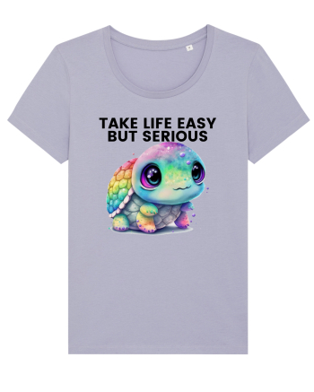 Broasca testoasa pictata in acuarela cu mesajul Take Life Easy but Serious Lavender