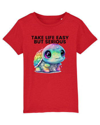 Broasca testoasa pictata in acuarela cu mesajul Take Life Easy but Serious Red
