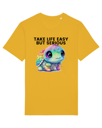 Broasca testoasa pictata in acuarela cu mesajul Take Life Easy but Serious Spectra Yellow