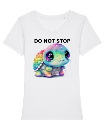 Broasca testoasa pictata in acuarela cu mesajul Do Not Stop White