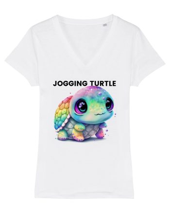 Broasca testoasa pictata in acuarela cu mesajul Jogging Turtle White