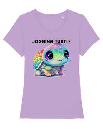 Broasca testoasa pictata in acuarela cu mesajul Jogging Turtle Lavender Dawn