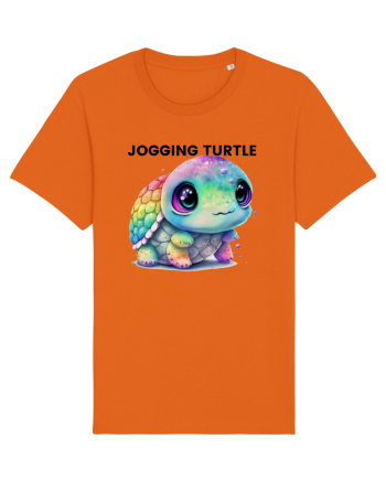 Broasca testoasa pictata in acuarela cu mesajul Jogging Turtle Bright Orange