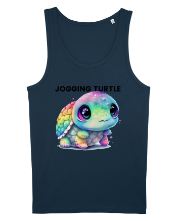 Broasca testoasa pictata in acuarela cu mesajul Jogging Turtle Navy