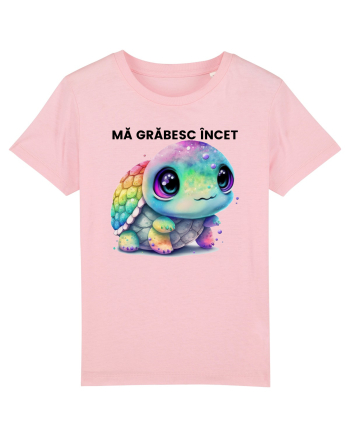 Broasca testoasa pictata in acuarela cu mesajul Ma grabesc Incet Cotton Pink