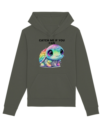 Broasca testoasa pictata in acuarela cu mesajul Catch Me If You Can Khaki