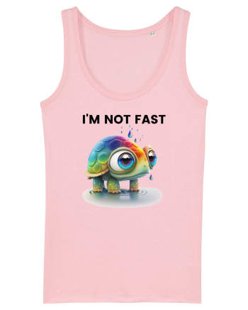 Broasca testoasa pictata in acuarela cu mesajul I'm not fast Cotton Pink