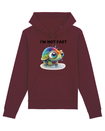 Broasca testoasa pictata in acuarela cu mesajul I'm not fast Burgundy