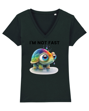 Broasca testoasa pictata in acuarela cu mesajul I'm not fast Black