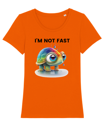 Broasca testoasa pictata in acuarela cu mesajul I'm not fast Bright Orange