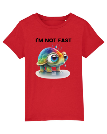 Broasca testoasa pictata in acuarela cu mesajul I'm not fast Red