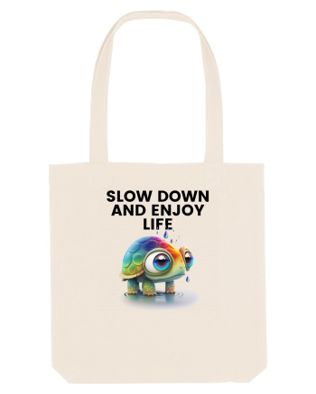 Broasca testoasa pictata in acuarela cu mesajul  Slow Down and Enjoy Life Natural