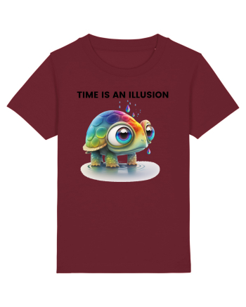 Broasca testoasa pictata in acuarela cu mesajul  Time is an Illusion Burgundy
