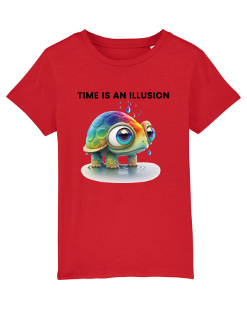 Broasca testoasa pictata in acuarela cu mesajul  Time is an Illusion Red