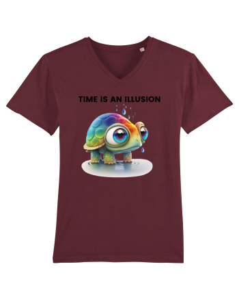 Broasca testoasa pictata in acuarela cu mesajul  Time is an Illusion Burgundy