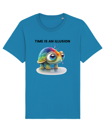 Broasca testoasa pictata in acuarela cu mesajul  Time is an Illusion Azur