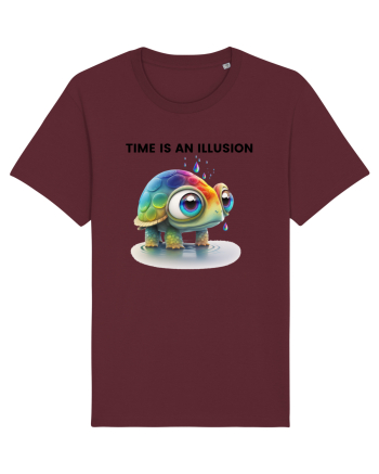 Broasca testoasa pictata in acuarela cu mesajul  Time is an Illusion Burgundy