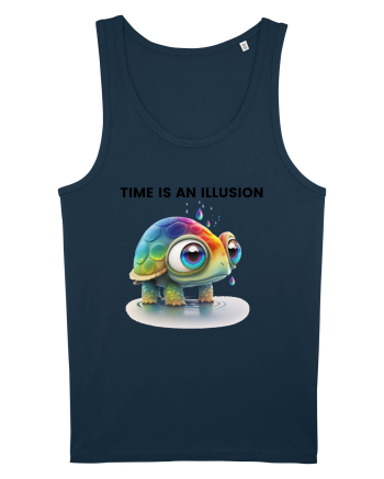 Broasca testoasa pictata in acuarela cu mesajul  Time is an Illusion Navy