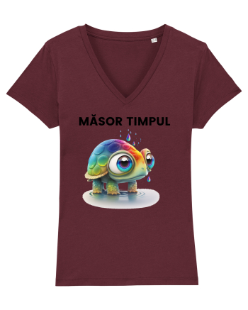 Broasca testoasa pictata in acuarela cu mesajul  Masor Timpul Burgundy