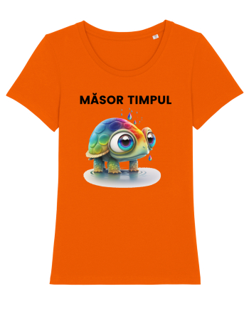Broasca testoasa pictata in acuarela cu mesajul  Masor Timpul Bright Orange