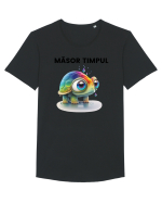 Broasca testoasa pictata in acuarela cu mesajul  Masor Timpul Tricou mânecă scurtă guler larg Bărbat Skater