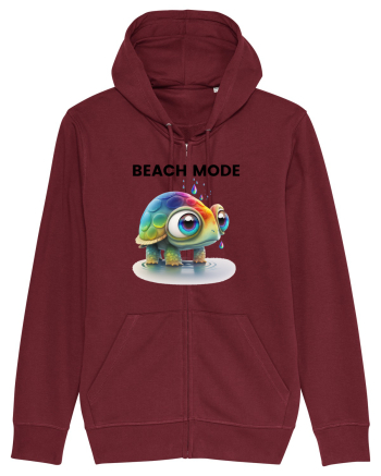 Broasca testoasa pictata in acuarela cu mesajul  Beach Mode Burgundy