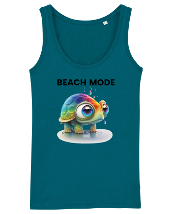 Broasca testoasa pictata in acuarela cu mesajul  Beach Mode Ocean Depth