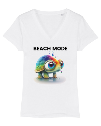 Broasca testoasa pictata in acuarela cu mesajul  Beach Mode White