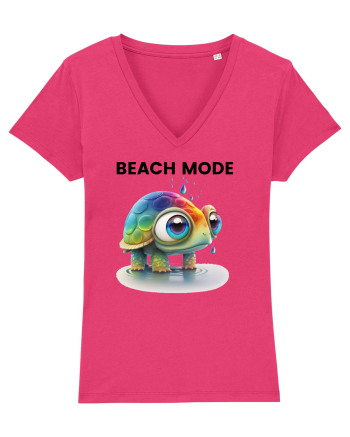 Broasca testoasa pictata in acuarela cu mesajul  Beach Mode Raspberry