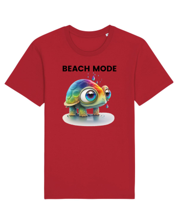 Broasca testoasa pictata in acuarela cu mesajul  Beach Mode Red