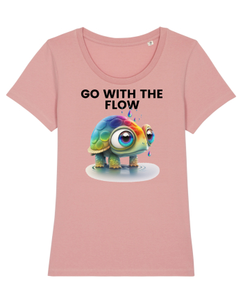 Broasca testoasa pictata in acuarela cu mesajul  Go with the Flow Canyon Pink