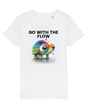 Broasca testoasa pictata in acuarela cu mesajul  Go with the Flow White