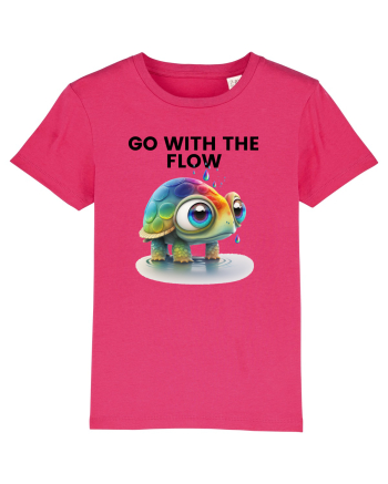Broasca testoasa pictata in acuarela cu mesajul  Go with the Flow Raspberry