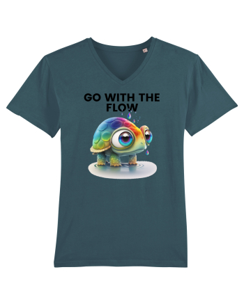 Broasca testoasa pictata in acuarela cu mesajul  Go with the Flow Stargazer