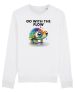Broasca testoasa pictata in acuarela cu mesajul  Go with the Flow Bluză mânecă lungă Unisex Rise
