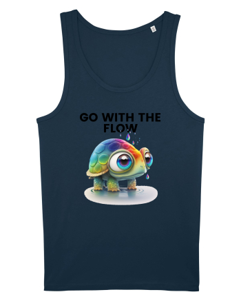 Broasca testoasa pictata in acuarela cu mesajul  Go with the Flow Navy