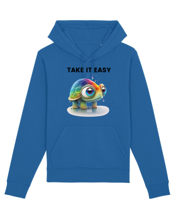 Broasca testoasa pictata in acuarela cu mesajul  Take it Easy Royal Blue
