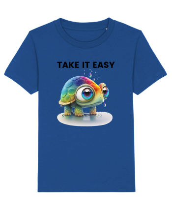 Broasca testoasa pictata in acuarela cu mesajul  Take it Easy Majorelle Blue