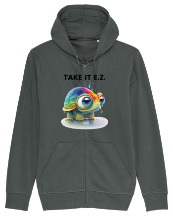 Broasca testoasa pictata in acuarela cu mesajul  Take it E.Z. Anthracite