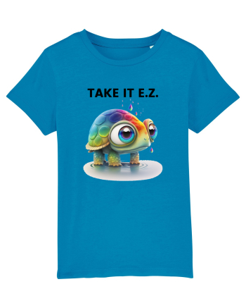 Broasca testoasa pictata in acuarela cu mesajul  Take it E.Z. Azur