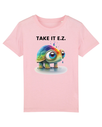 Broasca testoasa pictata in acuarela cu mesajul  Take it E.Z. Cotton Pink