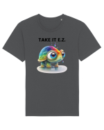 Broasca testoasa pictata in acuarela cu mesajul  Take it E.Z. Tricou mânecă scurtă Unisex Rocker