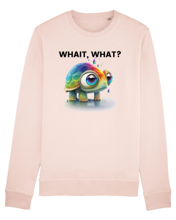 Broasca testoasa pictata in acuarela cu mesajul Wait, What? Candy Pink